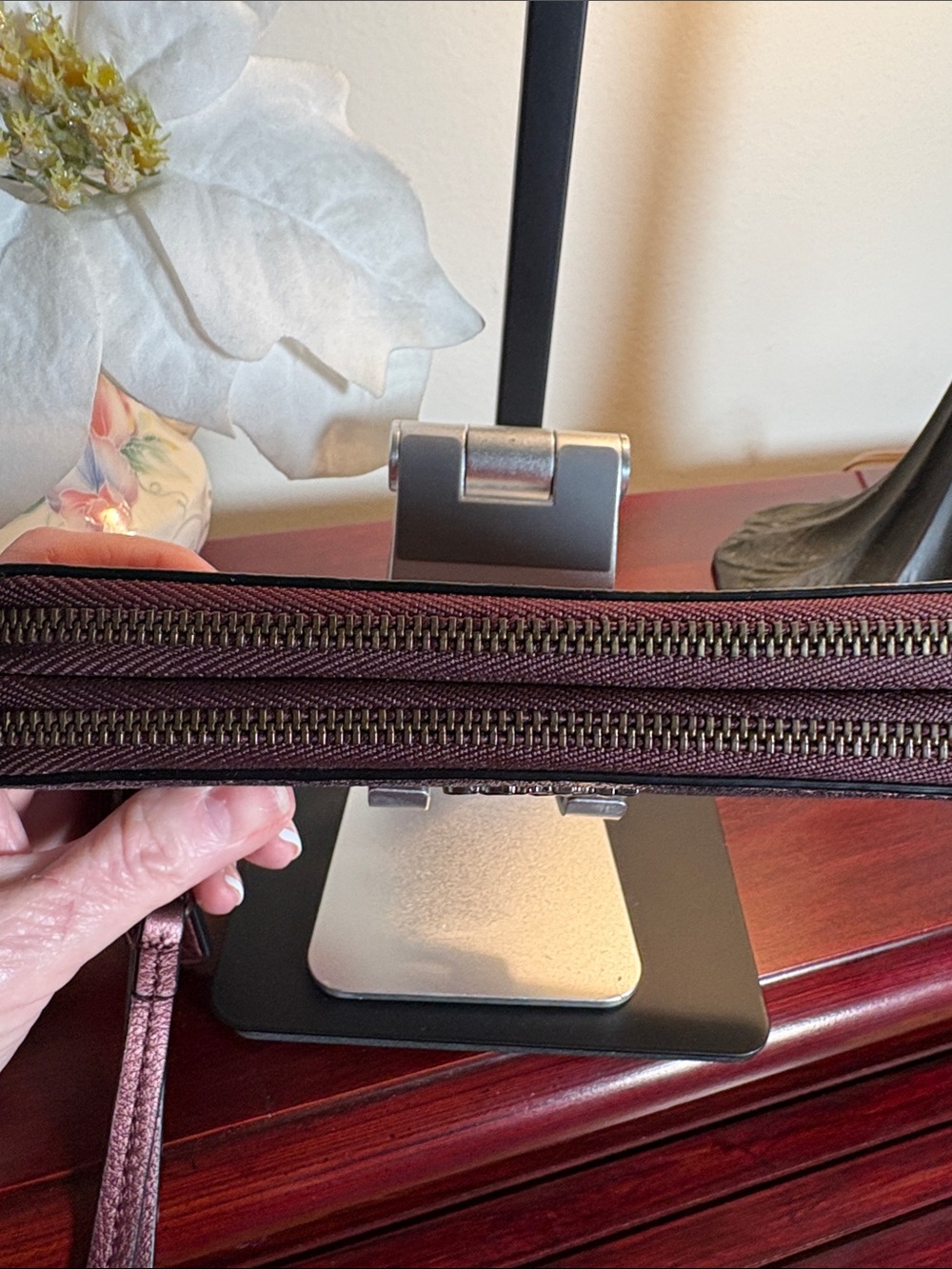 Coach Sparkle Zip-Around Wristlet Wallet in Plum - Picture 4 of 10